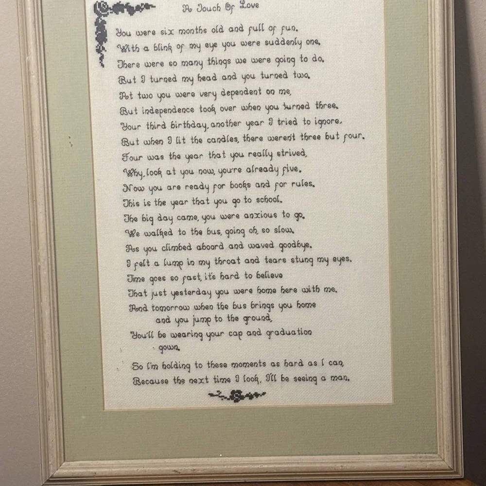 Cross-stitched wall art Handmade